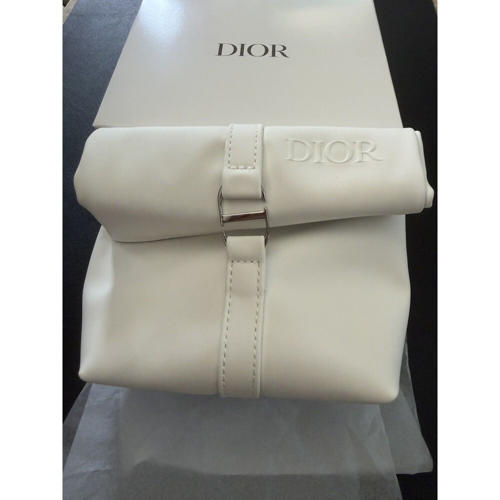 DIOR Novelty White Roll Down Pouch Makeup Bag NEW with Box
